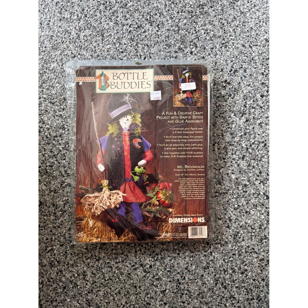 Dimensions Bottle Buddies Mz‎ Broomhilda Halloween Witch Craft Kit 62127 Vintage